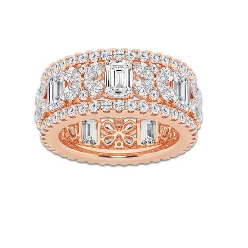 Ashlyn 6 ctw Multi-Shape Lab Grown Diamond Butterfly and Emerald Eternity Band 14K Rose Gold, DE, VS1