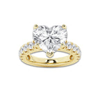 7.00 ctw Heart Lab-Grown Diamond Split-Prong Set Side Stone Engagement Ring in 14K Yellow Gold for Women | Colorless D, VVS1 Clarity, IGI Certified 6.00 ct Center Diamond