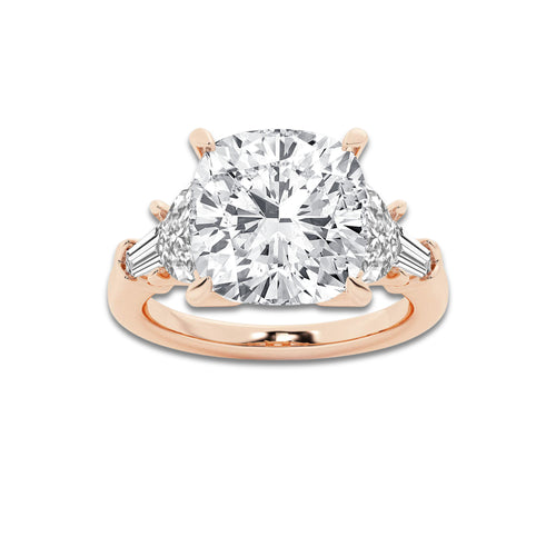 Tessa 4 1/3 ctw Cushion Lab Grown Diamond Engagement Ring 18K Rose Gold, D, VVS | IGI Certified, 3 ct Center