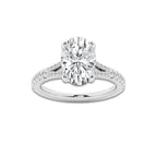 7.66 ctw Oval Lab-Grown Diamond Split Shank Side Stone Engagement Ring in 14K White Gold for Women | Colorless E, VS1 Clarity, IGI Certified 7.00 ct Center Diamond