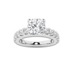 2.50 ctw Cushion Lab-Grown Diamond Split-Prong Set Side Stone Engagement Ring in Platinum for Women | Colorless E, VS1 Clarity, IGI Certified 1.50 ct Center Diamond