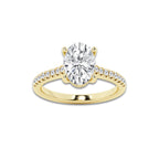 2.24 ctw Oval Lab-Grown Diamond Hidden Halo Side Stone Engagement Ring in 18K Yellow Gold for Women | Colorless D, VVS1 Clarity, IGI Certified 2.00 ct Center Diamond