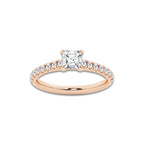 1.14 ctw Asscher Lab-Grown Diamond Pave Engagement Ring in 14K Rose Gold for Women | E Color, VS1 Clarity, IGI Certified 0.75 ct Center Diamond