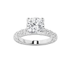 1.94 ctw Cushion Lab-Grown Diamond Twisted Band Engagement Ring in Platinum for Women | Colorless D, VVS1 Clarity, IGI Certified 1.50 ct Center Diamond