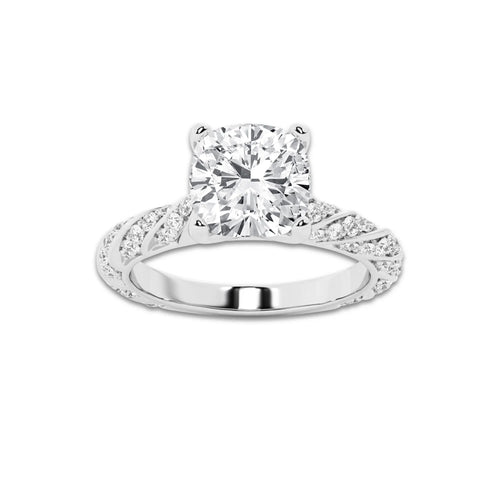 1.94 ctw Cushion Lab-Grown Diamond Twisted Band Engagement Ring in Platinum for Women | Colorless D, VVS1 Clarity, IGI Certified 1.50 ct Center Diamond