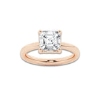 Gala 2 1/2 ctw Asscher Lab Grown Diamond Low Setting Solitaire Engagement Ring 14K Rose Gold, D, VVS | IGI Certified, 2 1/2 ct Center