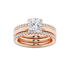 Eternal 2 1/2 ctw Cushion Lab Grown Diamond Double Band Bridal Set 14K Rose Gold, D, VVS | IGI Certified, 2 ct Center