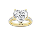 7.55 ctw Heart Lab-Grown Diamond Pave Engagement Ring in 14K Yellow Gold for Women | E Color, VS1 Clarity, IGI Certified 7.00 ct Center Diamond