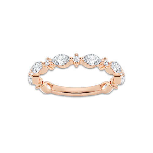 Brooke 5/8 ctw Round and Marquise Lab Grown Diamond Alternating Wedding Band 14K Rose Gold, DE, VS1
