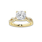 2.25 ctw Cushion Lab-Grown Diamond Twisted Shank Engagement Ring in 14K Yellow Gold for Women | D Color, VVS1 Clarity, IGI Certified 2.00 ct Center Diamond