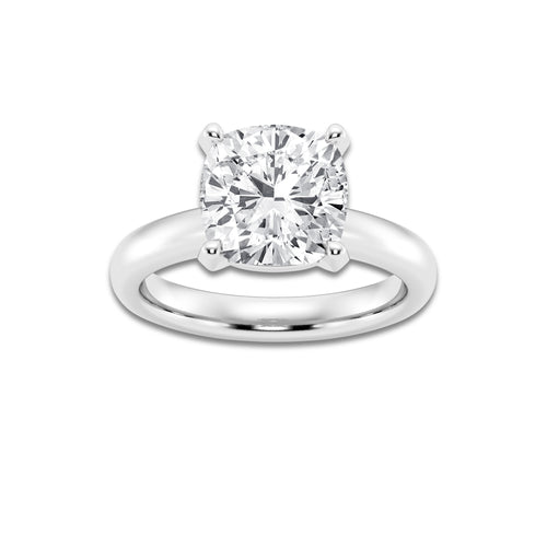 4.00 ctw Cushion Lab-Grown Diamond Minimalist Engagement Ring in 14K White Gold for Women | E Color, VS1 Clarity, IGI Certified