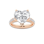 7.55 ctw Heart Lab-Grown Diamond Pave Engagement Ring in 14K Rose Gold for Women | D Color, VVS1 Clarity, IGI Certified 7.00 ct Center Diamond