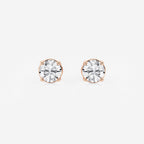 1 1/2 ctw Round Lab Grown Diamond Stud Earrings 14K Rose Gold, E, VS1