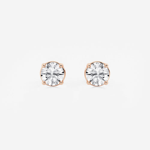 1 1/2 ctw Round Lab Grown Diamond Stud Earrings 14K Rose Gold, E, VS1