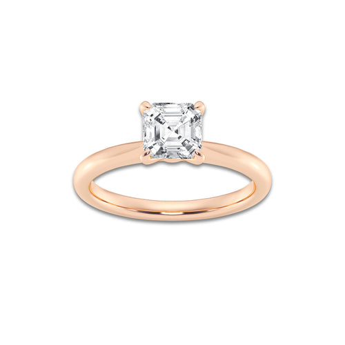 1.00 ctw Asscher Lab-Grown Diamond Solitaire Engagement Ring in 14K Rose Gold for Women | Colorless D, VVS1 Clarity, IGI Certified