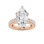 8.00 ctw Marquise Lab-Grown Diamond Split-Prong Set Side Stone Engagement Ring in 14K Rose Gold for Women | Colorless D, VVS1 Clarity, IGI Certified 7.00 ct Center Diamond