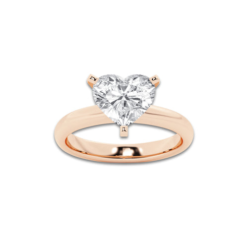 2.50 ctw Heart Lab-Grown Diamond Minimalist Engagement Ring in 14K Rose Gold for Women | E Color, VS1 Clarity, IGI Certified