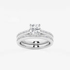 Synergy 1 3/4 ctw Round Lab Grown Diamond Baguette and Princess Side Stone Bridal Set Platinum, E, VS1 | IGI Certified, 1 ct Center