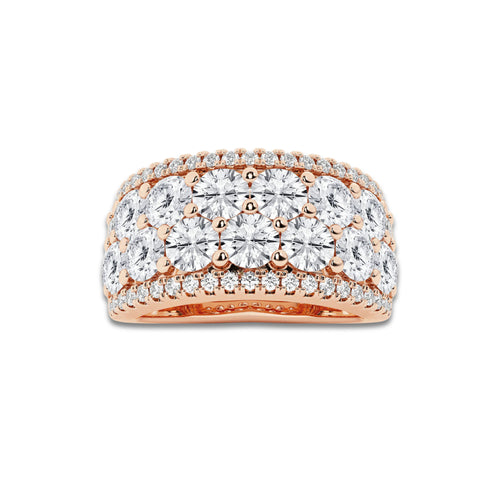 Lyric 3 ctw Round Lab Grown Diamond Multi Row Band 14K Rose Gold, DE, VS1