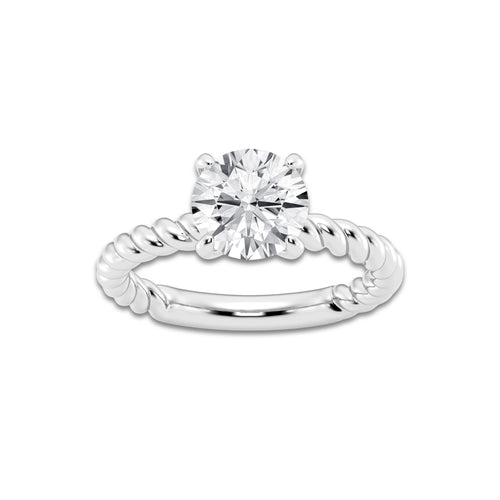 2 ctw Round Lab Grown Diamond Twist Solitaire Engagement Ring Platinum, E, VS1 | 2 ct Center