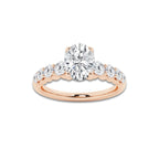 1.54 Ct Oval Lab-Grown Diamond Half Eternity Engagement Ring in 14K Rose Gold for Female, Colorless (E), VS1 Clarity | IGI Certified, 1.00 Ct Center Diamond
