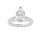 2.41 ctw Pear Lab-Grown Diamond Pave Engagement Ring in Platinum for Women | E Color, VS1 Clarity, IGI Certified 2.00 ct Center Diamond