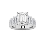 6 7/8 ctw Emerald Lab Grown Diamond Engagement Ring Platinum, D, VVS | 3 1/2 ct Center
