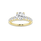 1.29 Ct Round Lab-Grown Diamond Half Eternity Engagement Ring in 14K Yellow Gold for Female, Colorless (E), VS1 Clarity | IGI Certified, 0.75 Ct Center Diamond