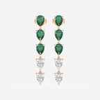 7.0X5.0 mm Pear Shaped Created Emerald and 2 2/5 ctw Pear Lab Grown Diamond Dangle Earrings 14K Rose Gold