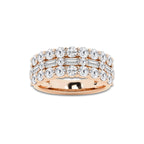 Briar 2 1/8 ctw Round & Baguette Lab Grown Diamond Triple Row Ring 18K Rose Gold, DE, VS1