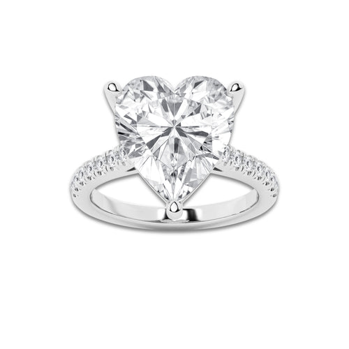 8.46 ctw Heart Lab-Grown Diamond Hidden Halo Side Stone Engagement Ring in 18K White Gold for Women | Colorless D, VVS1 Clarity, IGI Certified 8.00 ct Center Diamond