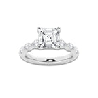 7.48 ctw Asscher Lab-Grown Diamond Marquise Side Stone Engagement Ring in Platinum for Women | Colorless E, VS1 Clarity, IGI Certified 7.00 ct Center Diamond
