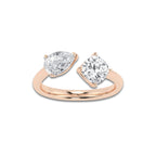 Resonance 1 1/2 ctw Toi Et Moi Pear and Cushion Ring 14K Rose Gold, DE, VS1
