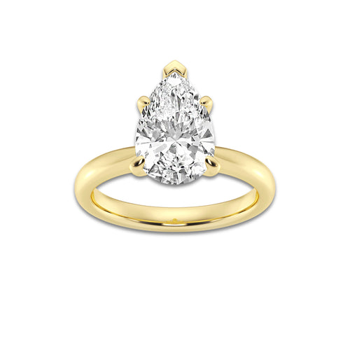 2.50 ctw Pear Lab-Grown Diamond Solitaire Engagement Ring in 14K Yellow Gold for Women | Colorless D, VVS1 Clarity, IGI Certified
