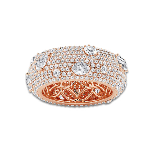 Astrid 3 3/4 ctw Multi-Shape Lab Grown Diamond Pave Scatter Eternity Band 14K Rose Gold, DE, VS1
