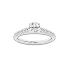 0.89 ctw Round Lab-Grown Diamond Pave Engagement Ring in Platinum for Women | E Color, VS1 Clarity, IGI Certified 0.50 ct Center Diamond