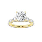 2.53 ctw Cushion Lab-Grown Diamond Marquise Side Stone Engagement Ring in 14K Yellow Gold for Women | Colorless D, VVS1 Clarity, IGI Certified 2.00 ct Center Diamond