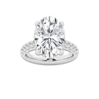 8.55 ctw Oval Lab-Grown Diamond Pave Engagement Ring in Platinum for Women | E Color, VS1 Clarity, IGI Certified 8.00 ct Center Diamond