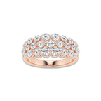 Triolet 1 1/2 ctw Round Lab Grown Diamond Floating Three Row Band 14K Rose Gold, DE, VS1