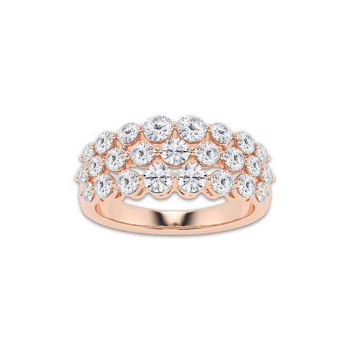 Triolet 1 1/2 ctw Round Lab Grown Diamond Floating Three Row Band 14K Rose Gold, DE, VS1