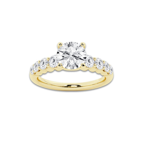1.54 ctw Round Lab-Grown Diamond Side Stone Engagement Ring in 14K Yellow Gold for Women | Colorless D, VVS1 Clarity, IGI Certified 1.00 Ct Center Diamond
