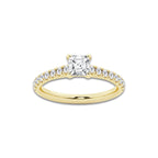 1.14 ctw Asscher Lab-Grown Diamond Pave Engagement Ring in 14K Yellow Gold for Women | E Color, VS1 Clarity, IGI Certified 0.75 ct Center Diamond