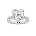 4.34 ctw Heart Lab-Grown Diamond Hidden Halo Side Stone Engagement Ring in 18K White Gold for Women | Colorless D, VVS1 Clarity, IGI Certified 4.00 ct Center Diamond