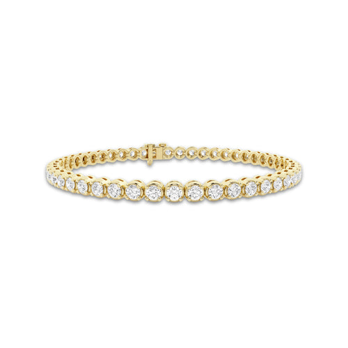 5 ctw Round Lab Grown Diamond Four-Prong Tennis Bracelet - 7 Inches 14K Yellow Gold, DE, VS1