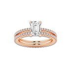 2.19 ctw Emerald Lab-Grown Diamond Double Row Diamond Engagement Ring in 14K Rose Gold for Women | Colorless E, VS1 Clarity, IGI Certified 1.50 ct Center Diamond