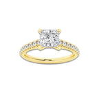 1.39 ctw Princess Lab-Grown Diamond Pave Engagement Ring in 14K Yellow Gold for Women | E Color, VS1 Clarity, IGI Certified 1.00 ct Center Diamond