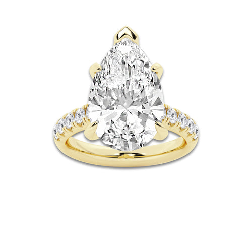 8.55 ctw Pear Lab-Grown Diamond Pave Engagement Ring in 14K Yellow Gold for Women | E Color, VS1 Clarity, IGI Certified 8.00 ct Center Diamond