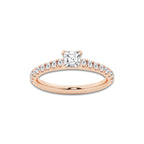 0.89 ctw Asscher Lab-Grown Diamond Pave Engagement Ring in 14K Rose Gold for Women | E Color, VS1 Clarity, IGI Certified 0.50 ct Center Diamond