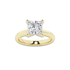 2.50 ctw Princess Lab-Grown Diamond Minimalist Engagement Ring in 14K Yellow Gold for Women | E Color, VS1 Clarity, IGI Certified