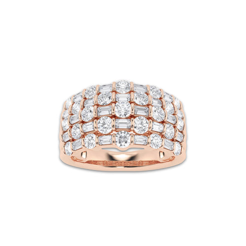 Violin 2 ctw Baguette and Round Lab Grown Diamond Bamboo Band 14K Rose Gold, DE, VS1